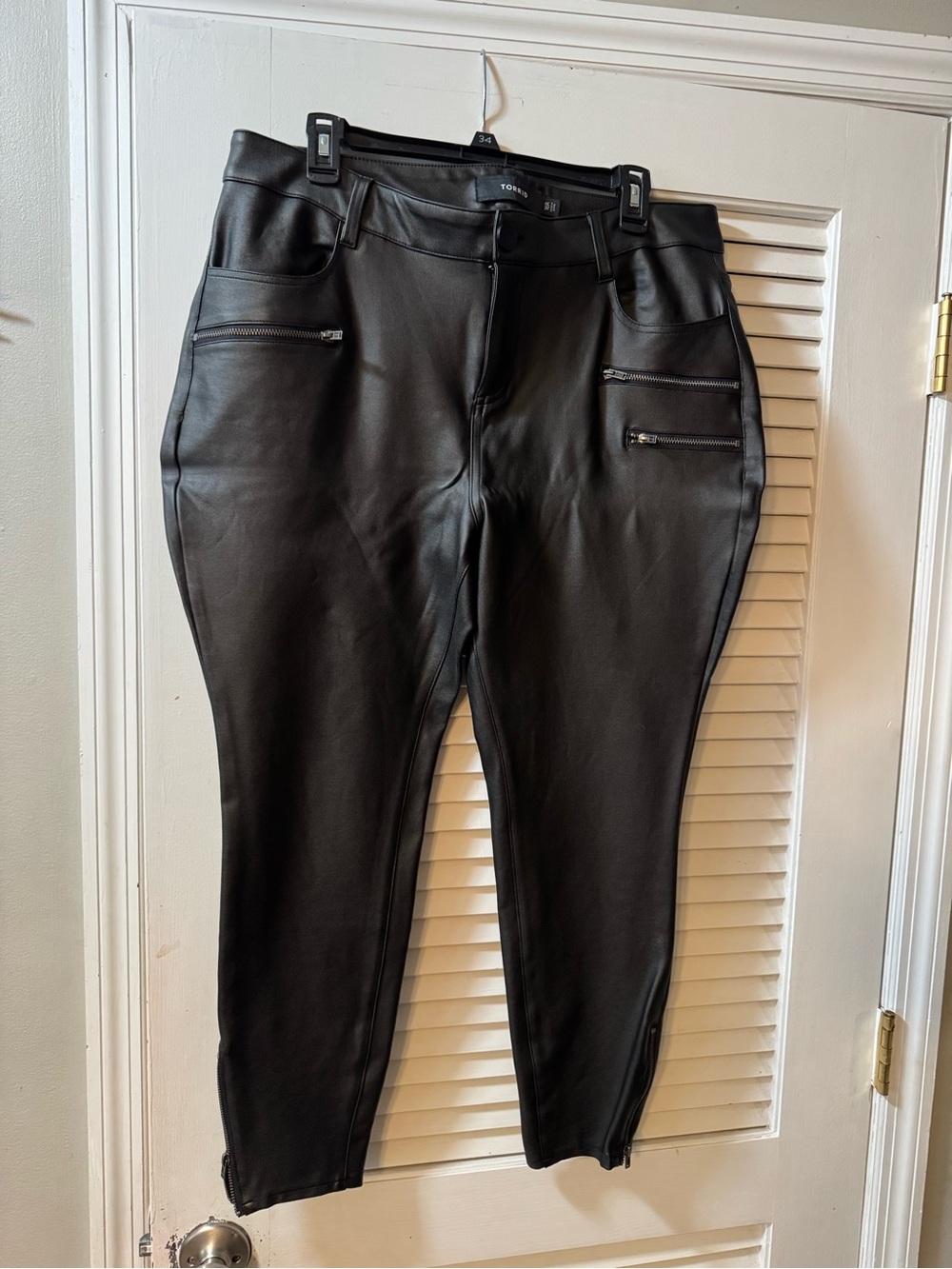 torrid Black Faux Leather Skinny Pants with Zip Details